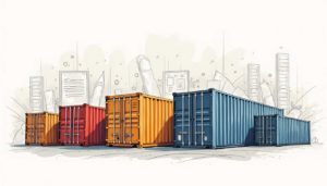 A variety of shipping containers in different sizes and types