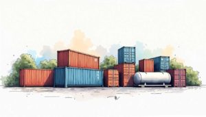 Draw an illustration of a variety of containers