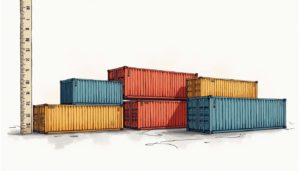 An assortment of shipping containers in various sizes and colors