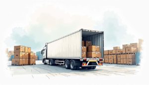 A reefer container in a shipping yard